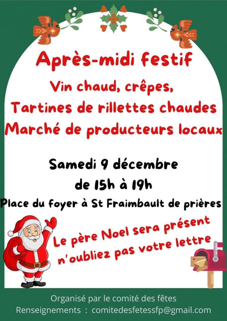 Lire la suite à propos de l’article Marché Noël St Fraimbault de Prières le 9 décembre 2023