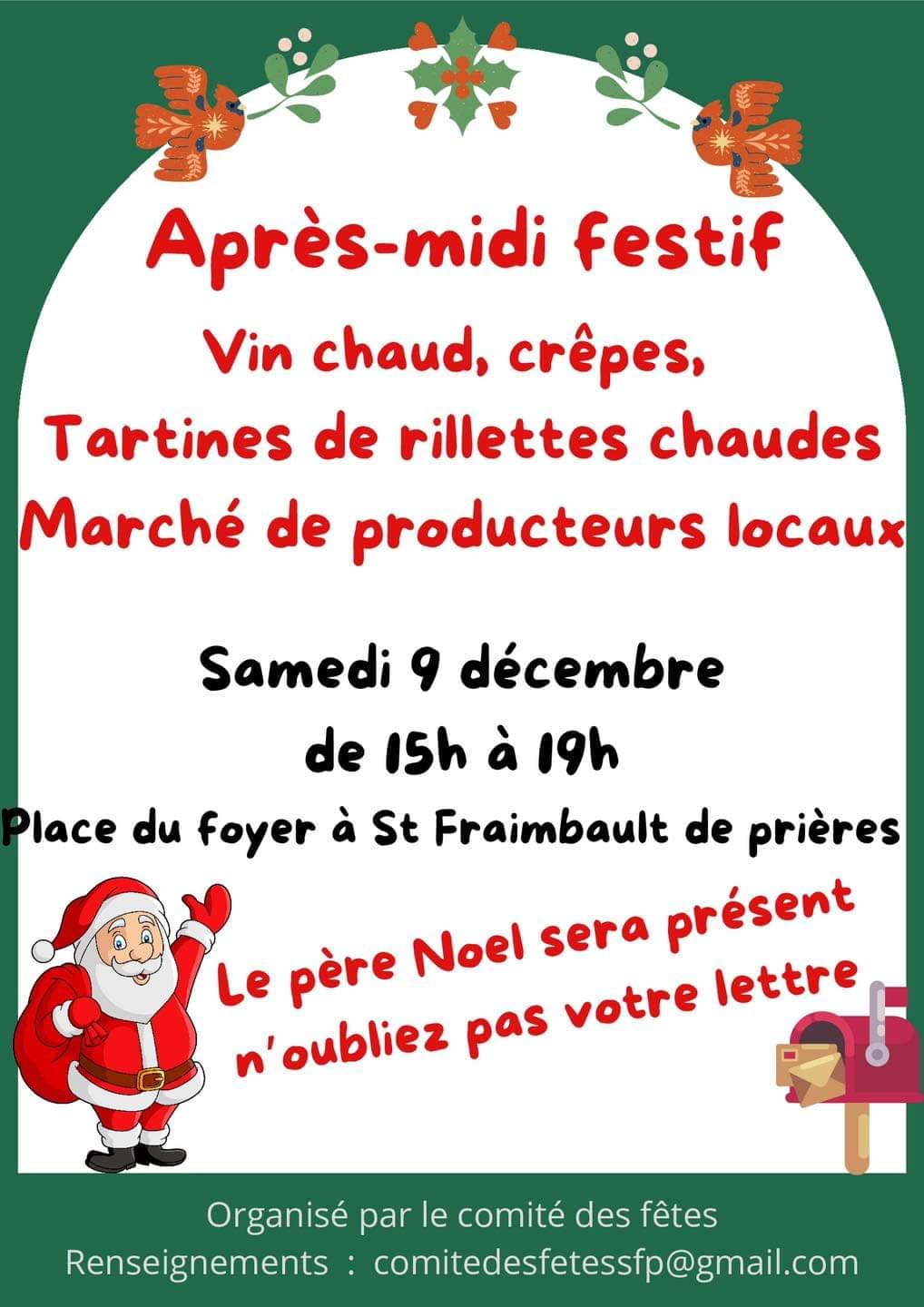 Lire la suite à propos de l’article Marché Noël St Fraimbault de Prières le 9 décembre 2023