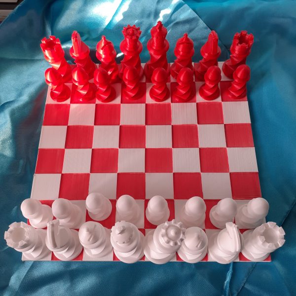 Echiquier 3D rouge et blanc