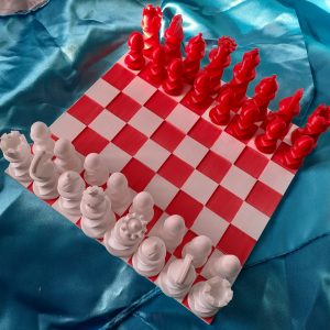 Echiquier 3D rouge et blanc