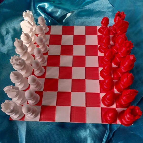 Echiquier 3D rouge et blanc - Image 3